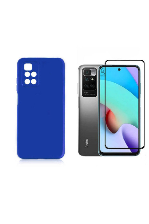 20068310 Xiaomi Redmi 10 İle Uyumlu Soft Yumuşak Telefon Kılıfı Ve 5D Tam Kaplayan Cam Ekran Koruyucu
