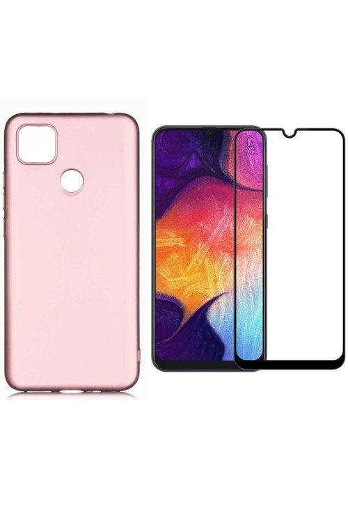 20068310 Xiaomi Redmi 9C İle Uyumlu Soft Yumuşak Telefon Kılıfı Ve 5D Tam Kaplayan Cam Ekran Koruyucu
