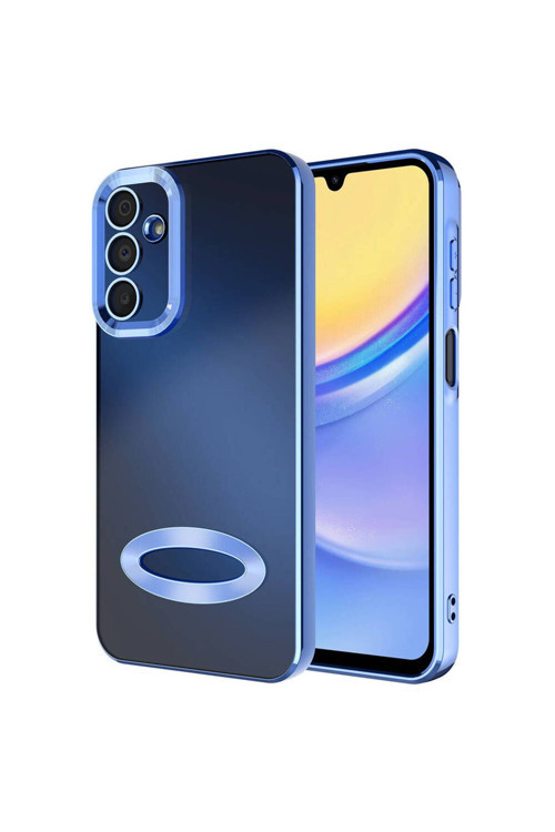 20068310 Samsung Galaxy A15 Uyumlu Kılıf Şeffaf Logo Gösteren Parlak Renkli Kenar Telefon Kılıfı Kapak