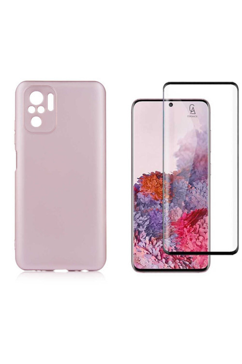 20068310 Xiaomi Redmi Note 10S İle Uyumlu Soft Yumuşak Telefon Kılıfı Ve 5D Tam Kaplayan Cam Ekran Koruyucu