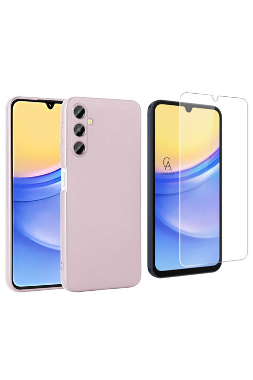 20068310 Samsung Galaxy A15 İle Uyumlu Kılıf Soft Yumuşak Telefon Kılıfı Ve Temperli Cam Ekran Koruyucu