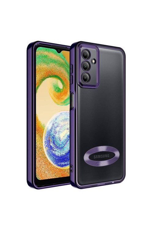 20068310 Samsung Galaxy A15 Uyumlu Kılıf Şeffaf Logo Gösteren Parlak Renkli Kenar Telefon Kılıfı Kapak