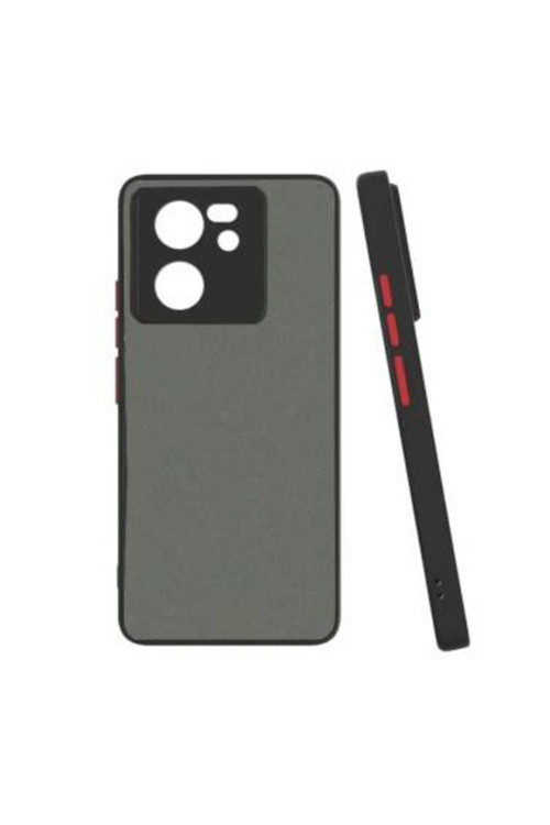 20068310 Xiaomi 13T Pro Uyumlu Kılıf Renkli Kenarlı Arkası Mat Yüzeyli Telefon Kılıfı Kapak Siyah