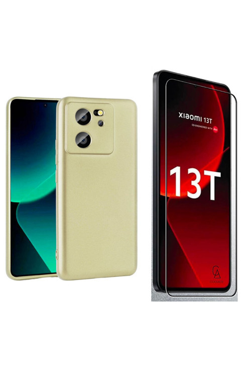 20068310 Xiaomi Mi 13T İle Uyumlu Kılıf Soft Yumuşak Telefon Kılıfı Ve Temperli Cam Ekran Koruyucu