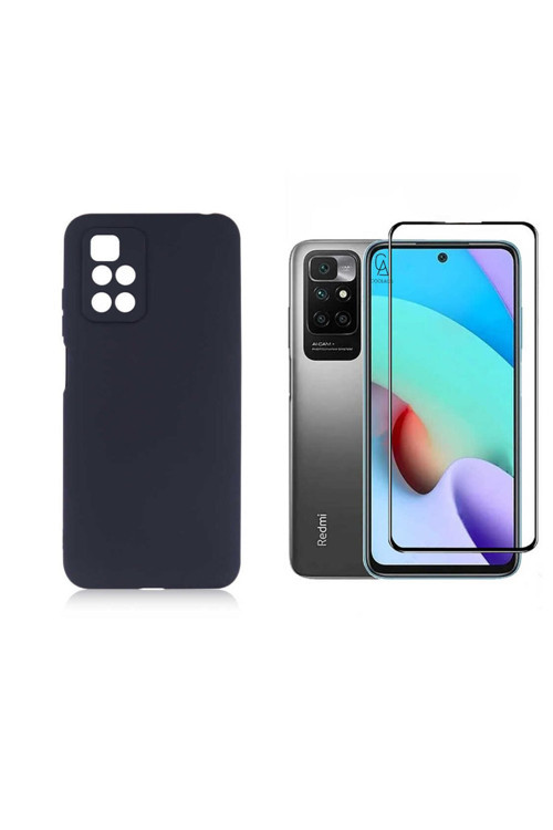 20068310 Xiaomi Redmi 10 İle Uyumlu Soft Yumuşak Telefon Kılıfı Ve 5D Tam Kaplayan Cam Ekran Koruyucu