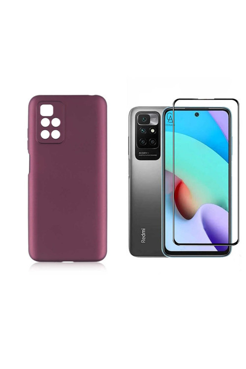 20068310 Xiaomi Redmi 10 İle Uyumlu Soft Yumuşak Telefon Kılıfı Ve 5D Tam Kaplayan Cam Ekran Koruyucu