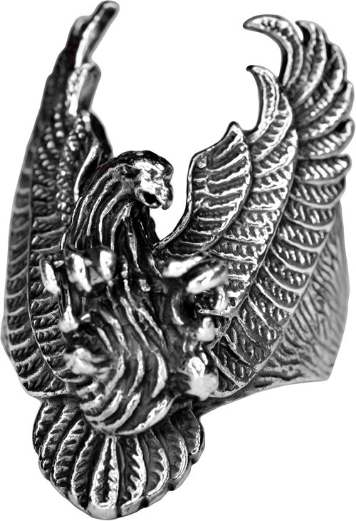 Erkekler için Sterling Gümüş Yüzük - Büyük ve Ağı Heavy Phoenix Ölüm Kafası Biker Yüzüğü