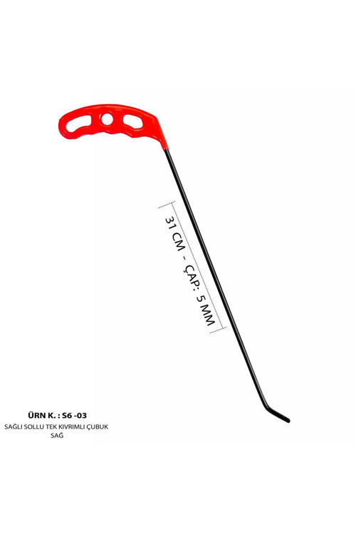 31 Cm 5 Mm Çap Sağlı Sollu Tek Kıvrımlı Sağ Boyasız Göçük Düzeltme Çubuğu, Pdr Çubuk - S6-03