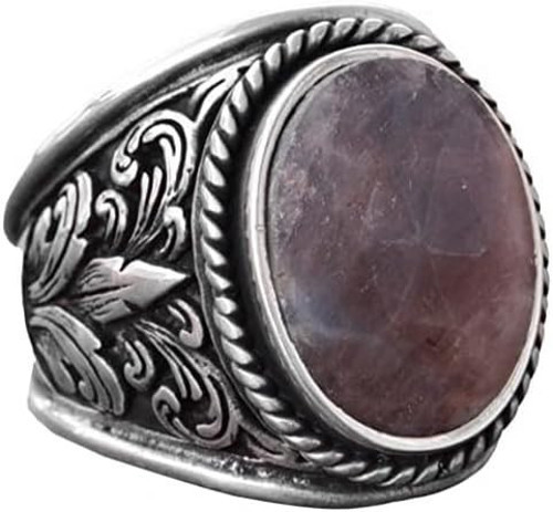 El Yapımı Doğal Safir Taşlı Yüzük, Fleur-de-Lis Tasarımlı Sterlin Gümüş Erkek Yüzüğü - Bilgelik ve Asalet Sembolü