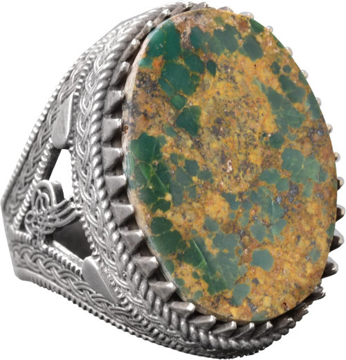 Gerçek Doğal Arizona Turkuaz Taş Yüzük, Osmanlı Mühür Yüzüğü, 925 Ayar Gümüş Yüzük (Stil-2)