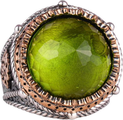 El Yapımı Taşlı Erkek Yüzük - 925 Ayar Gümüş Erkek Yüzük ile Farklı ve Kendine Has Tasarım (Yapay Peridot)