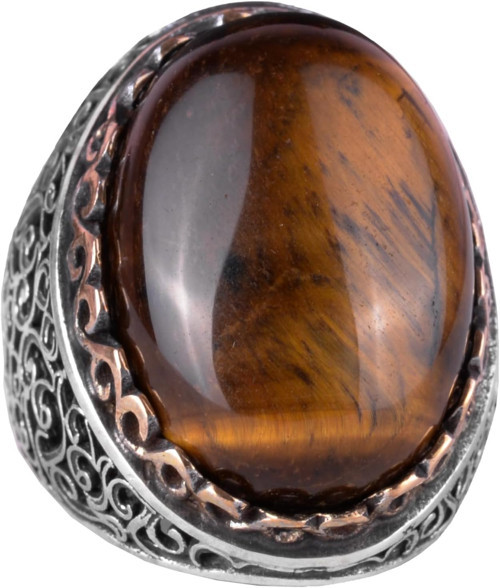 Büyük Gümüş Yüzük, 925 Ayar Gümüş Erkek Yüzük, Doğal Taş Yüzük, El Yapımı Yüzük
