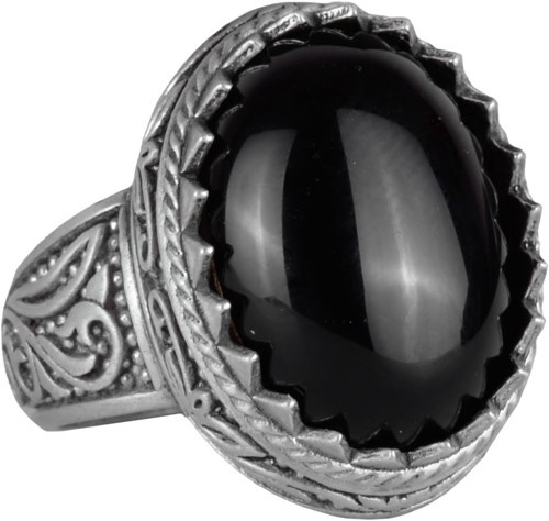 El Yapımı Obsidyen Taş Yüzük - Koruyucu 925K Katı Gümüş Erkek Yüzüğü - Güçlü Topraklama Tasarımı