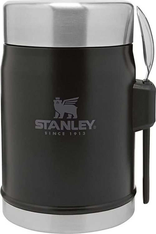 10-09382-005 Klasik Kaşıklı 0,40 Litre Çelik Yemek Termosu - Siyah