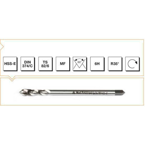 Makina Takım HSS-E DIN 374/C Metrik İnce Vidalı Helis Kanallı Makina Kılavuzu M14X1.25 - MTE B00105790394