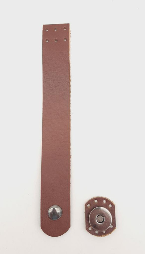 18x2.3 cm Kızıl Kahve Gerçek Deri Düz Çanta Kapağı Füme Metalli