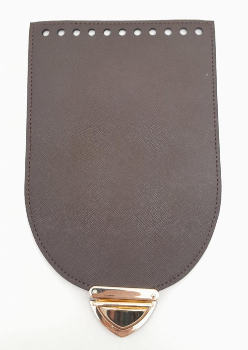 Kahverengi İhraç Fazlası Suni Deri 25X16 Cm Çanta Kapağı Light Gold Metalli