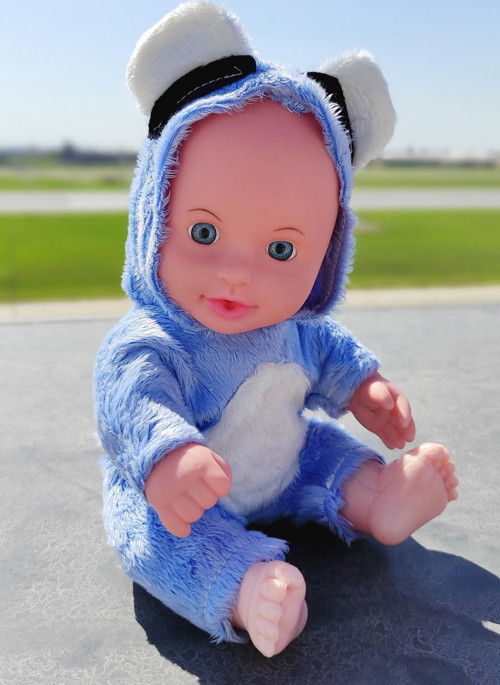Mavi Pembe Ve Beyaz Renk Koala Kostümlü İngilizce Konuşan Et Bebek