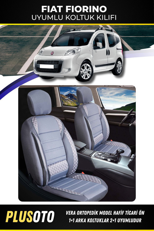 Fiat Fiorino (2+1) Ticari Uyumlu Vera Serisi Füme Oto Koltuk Kılıfı 5Li Takım Set M-207