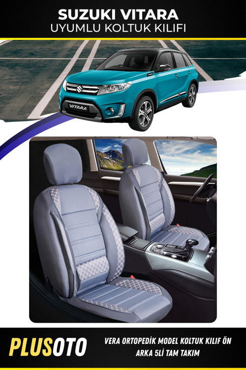 Suzuki Vitara Uyumlu Vera Serisi Füme Oto Koltuk Kılıfı 5Li Takım Set M-981