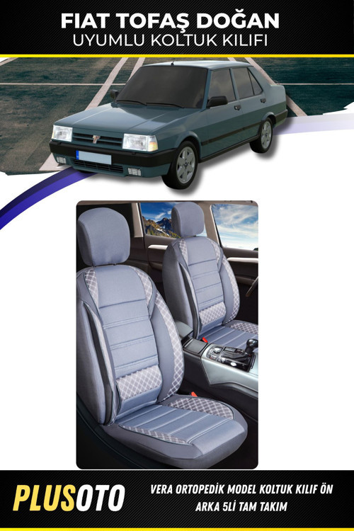 Fiat / Tofaş Doğanuyumlu Vera Serisi Füme Oto Koltuk Kılıfı 5Li Takım Set M-135