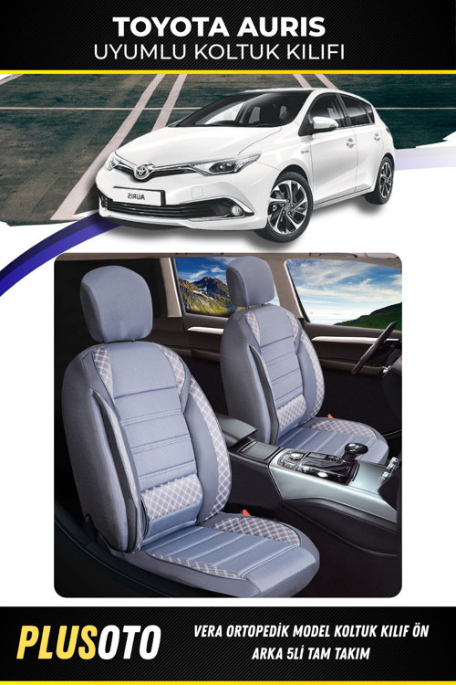 Toyota Aurisuyumlu Vera Serisi Füme Oto Koltuk Kılıfı 5Li Takım Set M-987