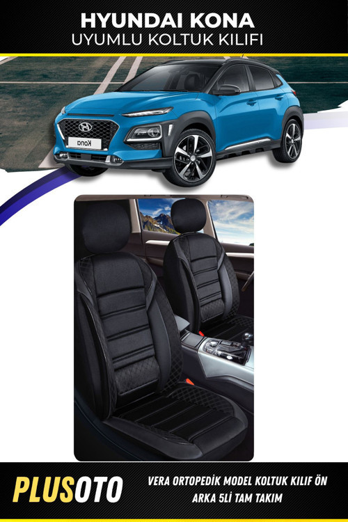 Hyundai Konauyumlu Vera Serisi Siyah Oto Koltuk Kılıfı 5Li Takım Set M-427