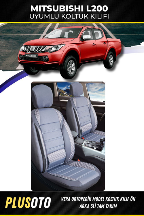 Mitsubishi L200Uyumlu Vera Serisi Füme Oto Koltuk Kılıfı 5Li Takım Set M-507