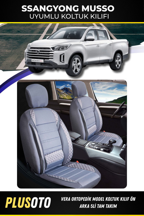 Ssangyong Mussouyumlu Vera Serisi Füme Oto Koltuk Kılıfı 5Li Takım Set M-963