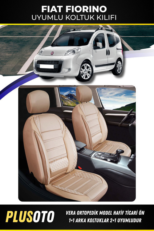 Fiat Fiorino (2+1) Ticari Uyumlu Vera Serisi Bej Oto Koltuk Kılıfı 5Li Takım Set M-206