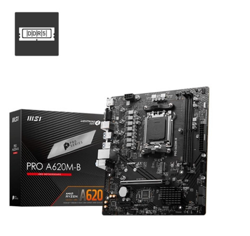 Msi Pro A620M-B Amd A620 Am5 Soket Ddr5 6800(Oc)Mhz Matx Anakart