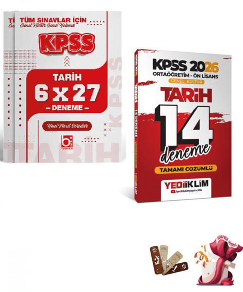 2026 KPSS Ortaöğretim Ön Lisans Genel Kültür Tarih Tamamı Çözümlü Deneme seti Yediiklim ve Bigelio Y