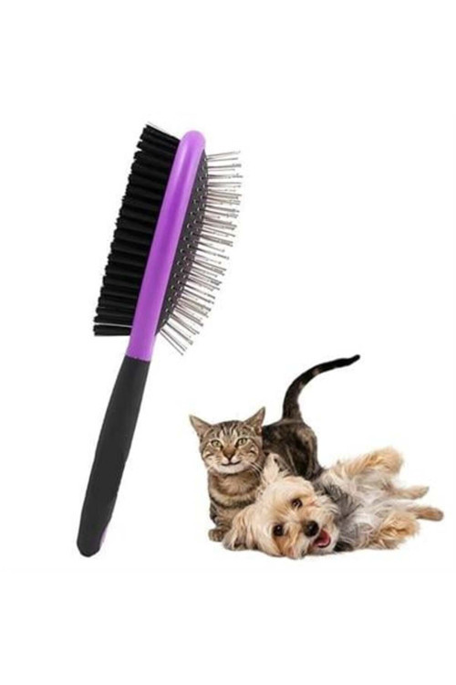 Çift Taraflı Kedi Köpek Tavşan Fırçası Yumuşak Alt Tüyü, Düğümleri Ve Keçeyi Temizler