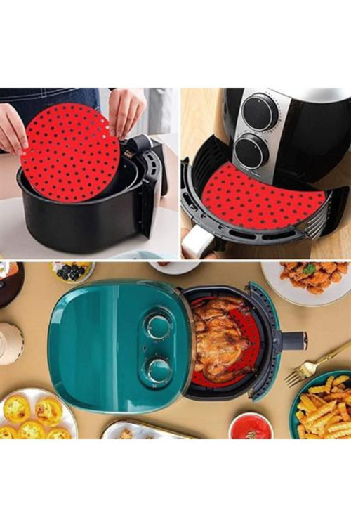 Renkli Isıya Dayanıklı Yıkanılabilir Silikon Fırın Ve Airfryer Yuvarlak Pişirme Matı 20 Cm