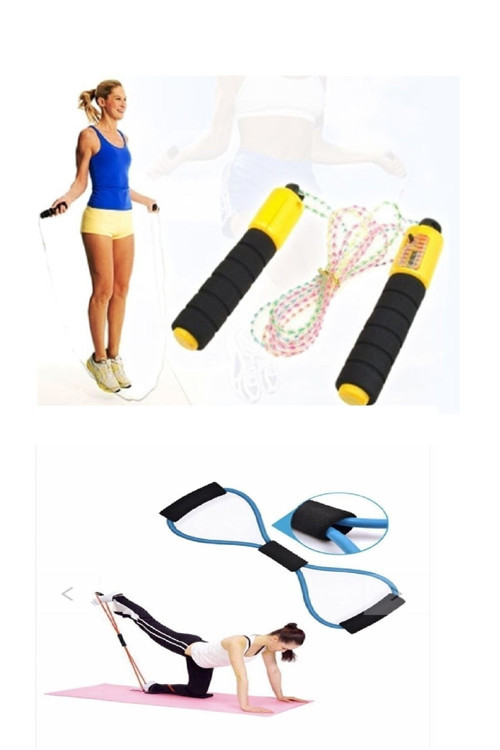 2 Li Set Sayaçlı Ip Atlama Halatı- Direnç Lastiği Fitness Kondisyon Egzersiz Lastiği