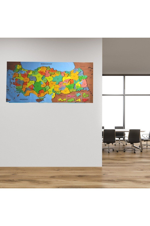 Renkli Türkiye Haritası Manyetik Yapıştırıcı Gerektirmeyen Duvar Stickerı 118 Cm * 56 Cm (4415)