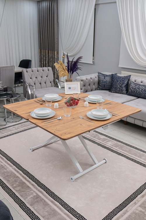 Akıllı Sehpa Home Üst Tabla Mdf EfesÇam Alt Mekanizma Beyaz Renk