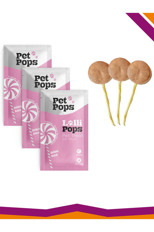 Lollipops Tavuk Ciğeri Kefir Dondurularak Kurutulmuş Kedi Köpek Ödülü Lolipop 3'Lü Lolipopu