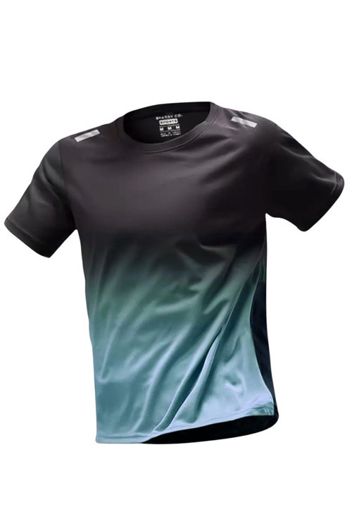Erkek Running Gradyan Renkli Nefes Alabilen Fitness Spor Salonu Atletik Spor T-shirt