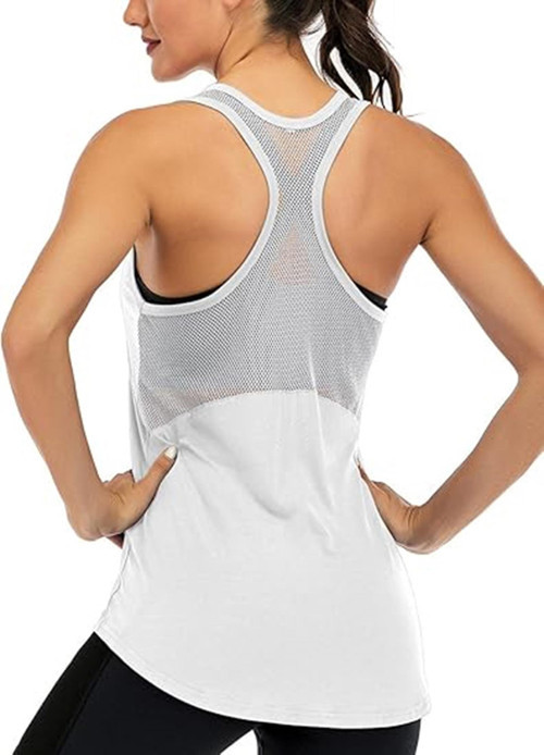 Kadın Racerback Sırt Açık Yarı Fileli Antrenman Yoga Koşu Spor Atlet Tank Tops 1780