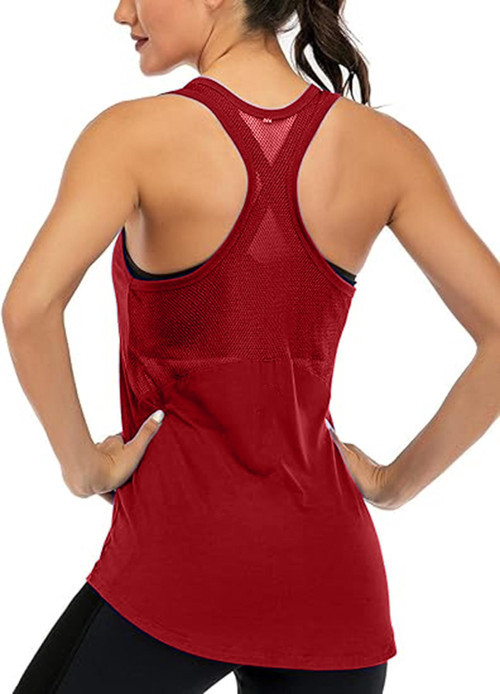 Kadın Racerback Sırt Açık Yarı Fileli Antrenman Yoga Koşu Spor Atlet Tank Tops 1780