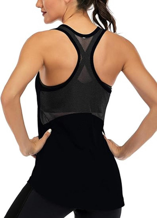 Kadın Racerback Sırt Açık Yarı Fileli Antrenman Yoga Koşu Spor Atlet Tank Tops 1780