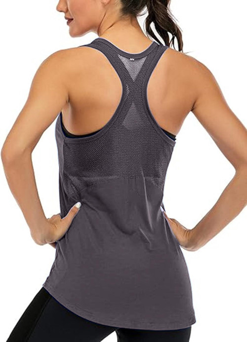 Kadın Racerback Sırt Açık Yarı Fileli Antrenman Yoga Koşu Spor Atlet Tank Tops 1780
