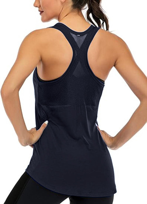 Kadın Racerback Sırt Açık Yarı Fileli Antrenman Yoga Koşu Spor Atlet Tank Tops 1780