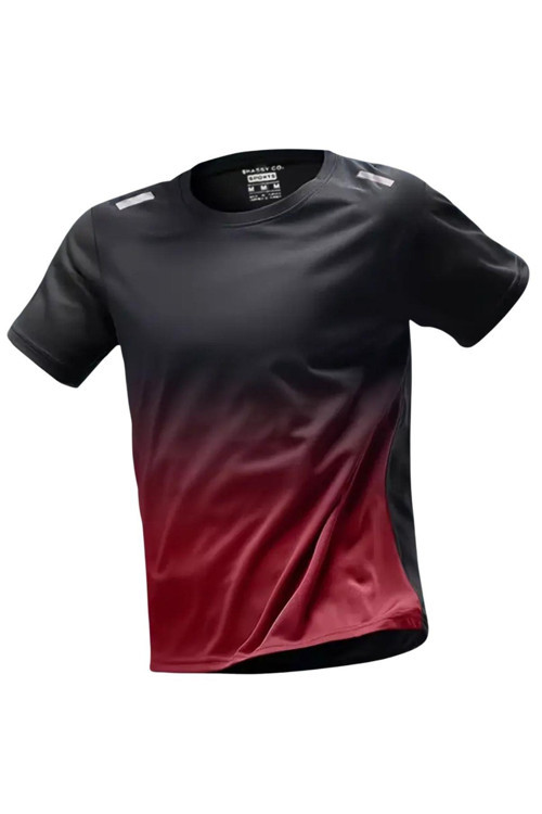Erkek Running Gradyan Renkli Nefes Alabilen Fitness Spor Salonu Atletik Spor T-shirt