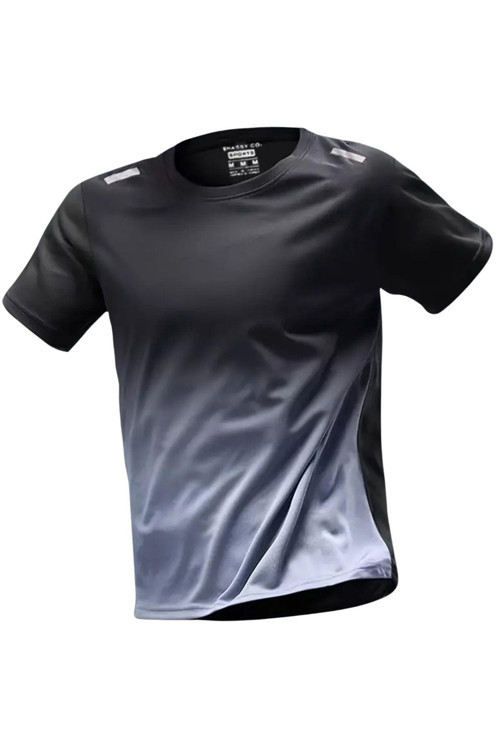 Erkek Running Gradyan Renkli Nefes Alabilen Fitness Spor Salonu Atletik Spor T-shirt