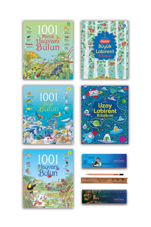 Tübitak Yayınları 1001 Hayvanı Bulun - Denizdeki 1001 Şeyi Bulun - Büyük Labirent Kitabım Set 5+ Yaş - 5 Kitap
