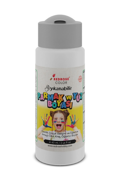 Beyaz Parmak Boyası 60Ml Yıkanabilir, En-71 Sertifikalı, Toksik İçermez, Çocuk Okul Kreş İçin