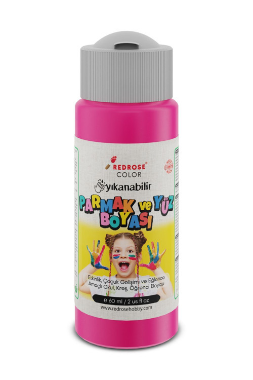Fuşya Parmak Boyası 60Ml Yıkanabilir, En-71 Sertifikalı, Toksik İçermez, Çocuk Okul Kreş İçin