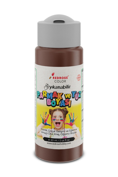 Kahverengi Parmak Boyası 60Ml Yıkanabilir, En-71 Sertifikalı, Toksik İçermez, Çocuk Okul Kreş İçin